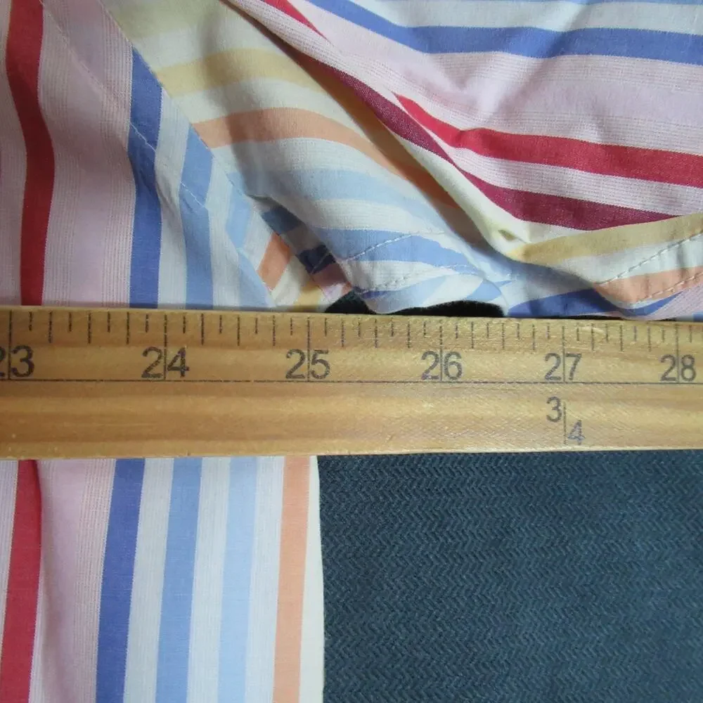 Vintage Martin Gordon Shirt Mens XL Multicolor Striped Button Up Retro Preppy
